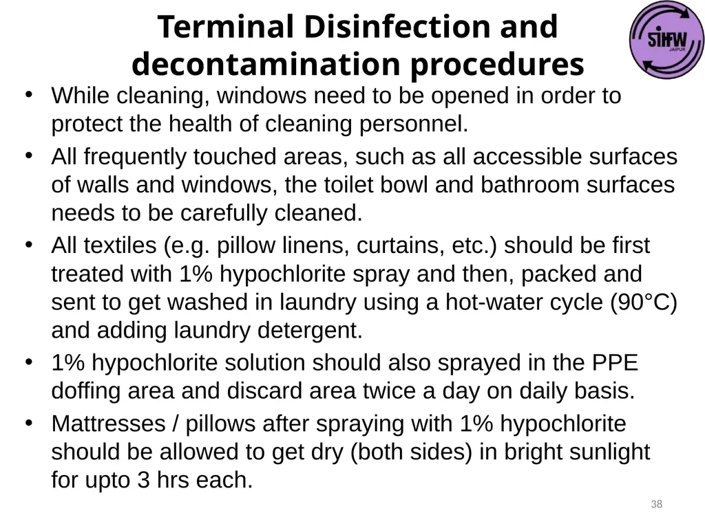 Guidelines for Quarantine facilities for COVID -19 - slide 38 of 42