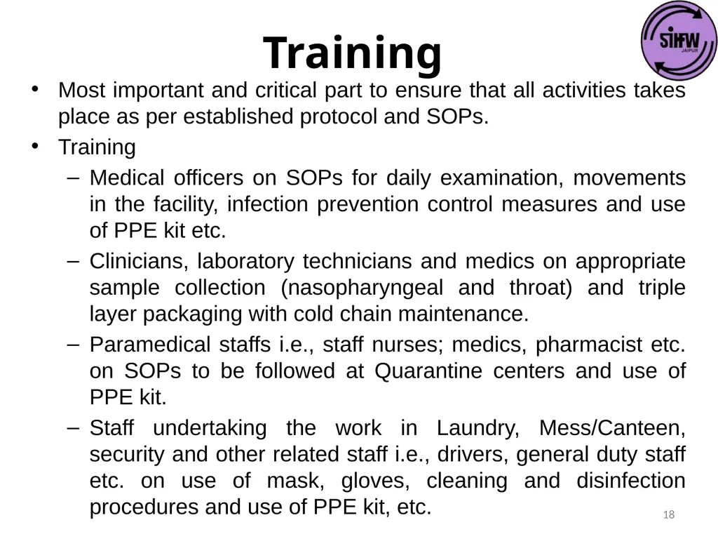 Guidelines for Quarantine facilities for COVID -19 - slide 18 of 42