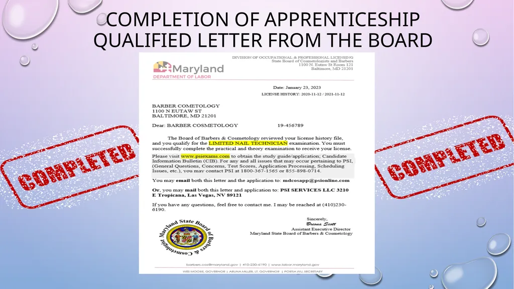 . THE MARYLAND BOARD OF COSMETOLOGISTS - slide 6 of 17