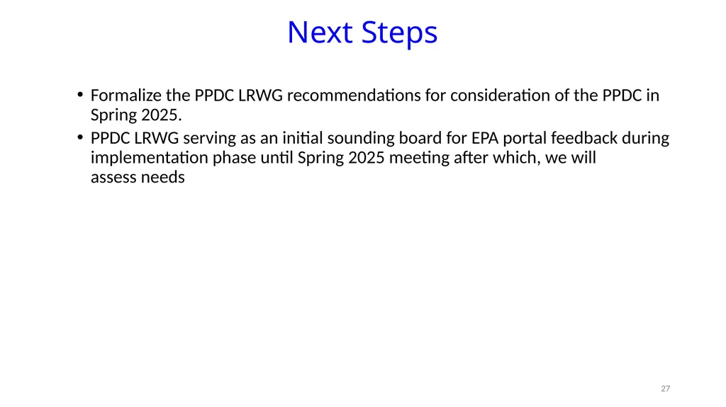 PPDC Label Reform Workgroup Update PPDC Fall - slide 27 of 27