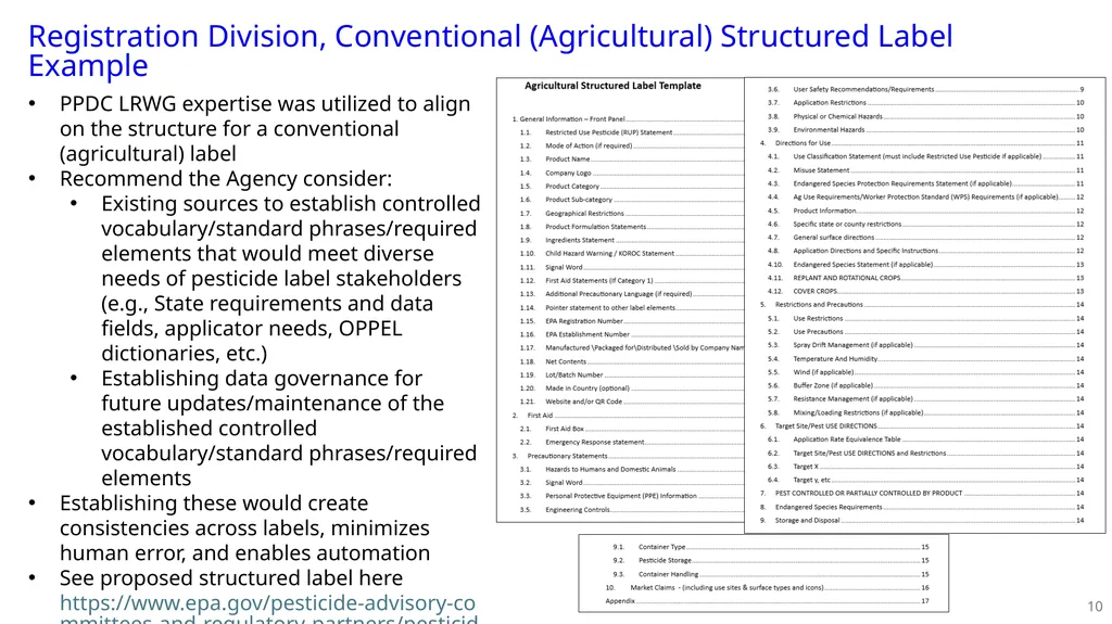 PPDC Label Reform Workgroup Update PPDC Fall - slide 10 of 27