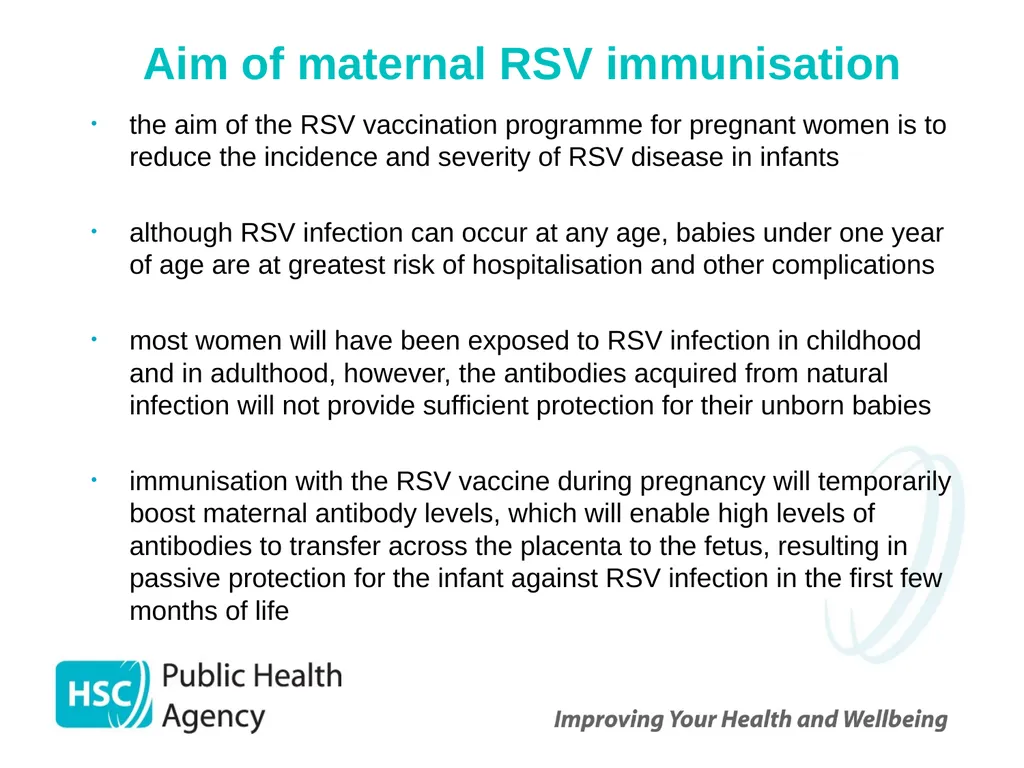 Respiratory syncytial virus (RSV) immunisation for - slide 14 of 39