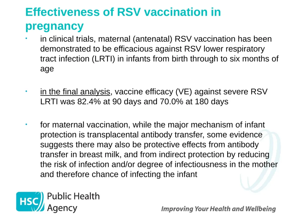 Respiratory syncytial virus (RSV) immunisation for - slide 20 of 39