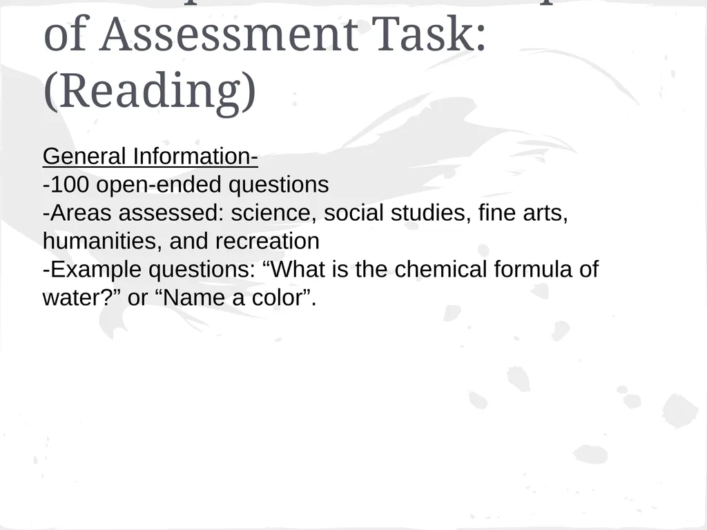 Peabody Individual Achievement Test- Revised - slide 3 of 14