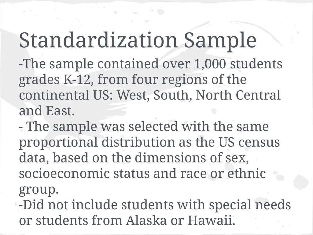 Peabody Individual Achievement Test- Revised - slide 11 of 14