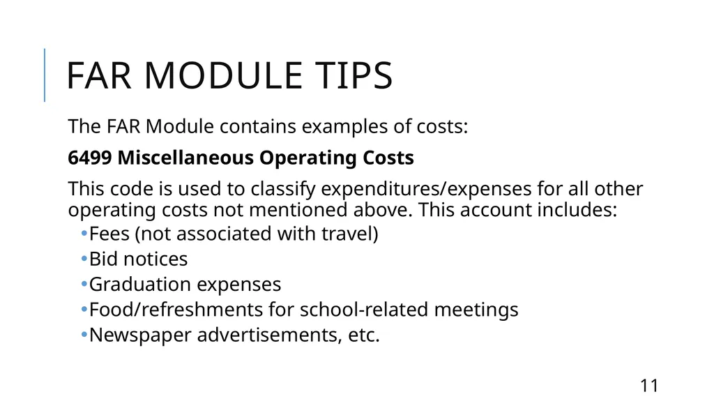 Mastering the FASRG Account Codes Dates: February - slide 11 of 106
