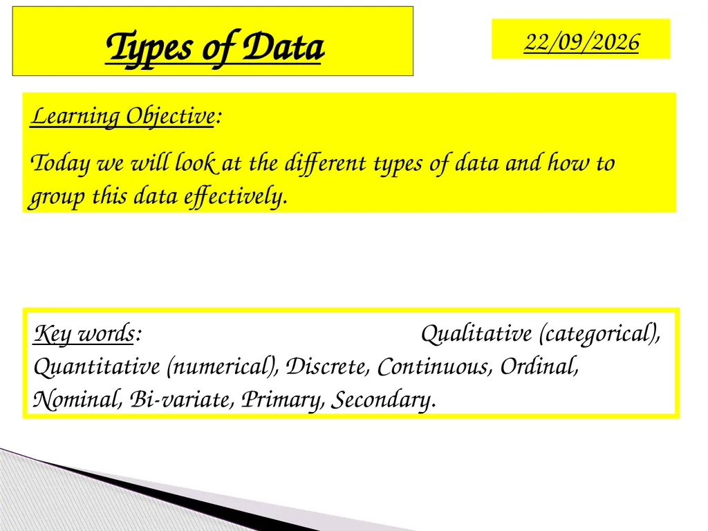 discrete secondary Categorical primary Numerical - slide 2 of 20