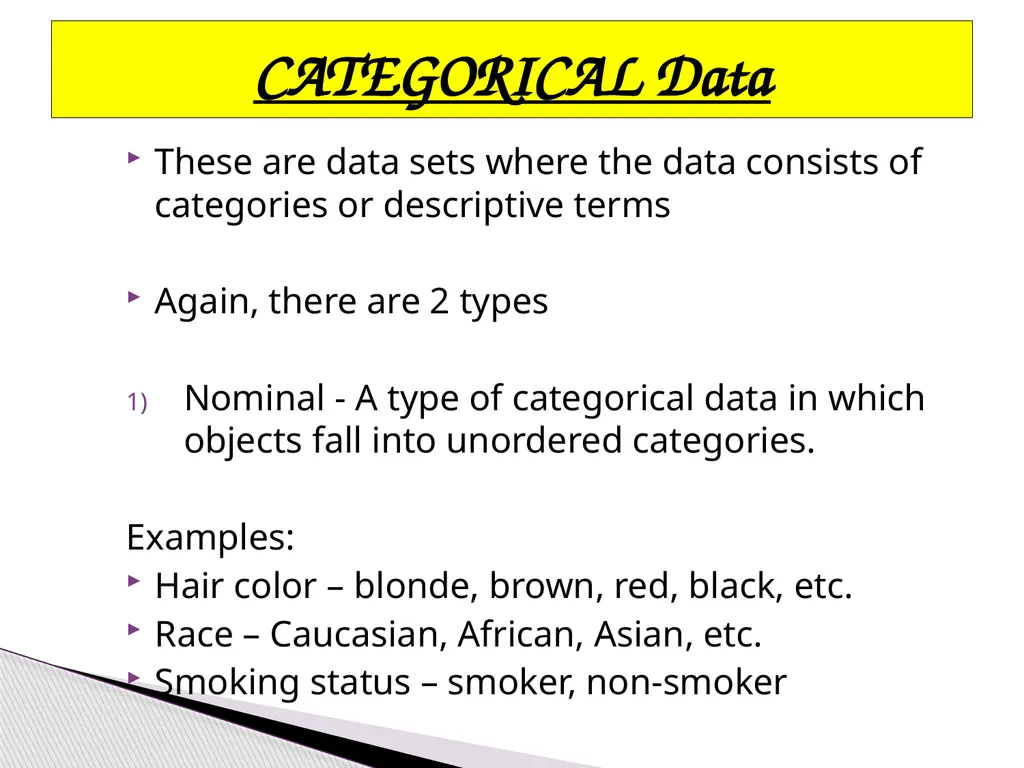 discrete secondary Categorical primary Numerical - slide 9 of 20