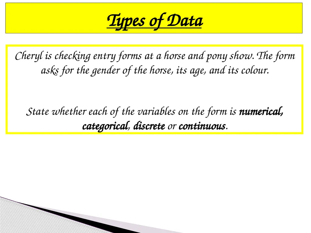discrete secondary Categorical primary Numerical - slide 15 of 20