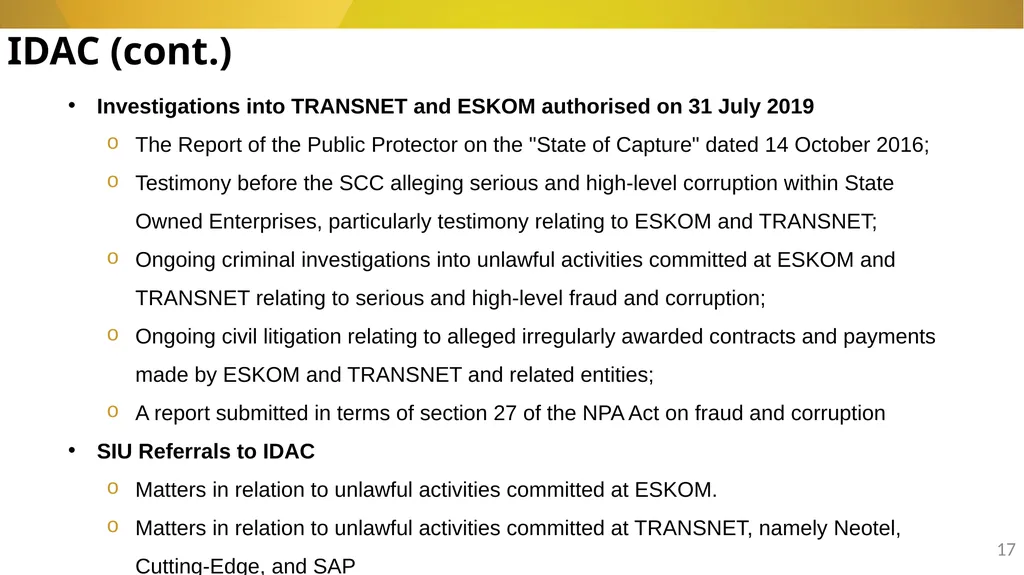 20 November 2024 SIU REFERRALS TO NPA PRESENTATION - slide 17 of 60
