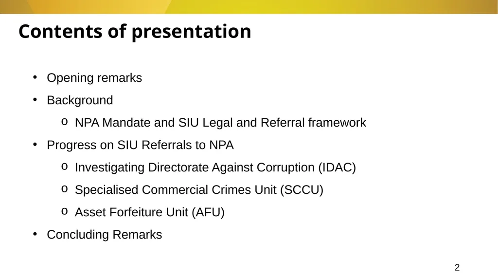 20 November 2024 SIU REFERRALS TO NPA PRESENTATION - slide 2 of 60