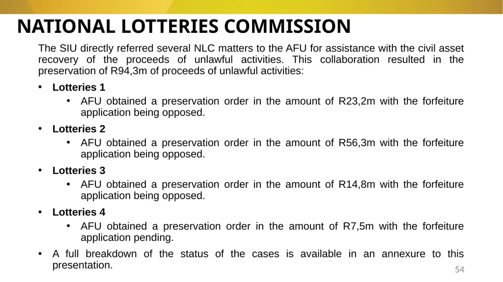 20 November 2024 SIU REFERRALS TO NPA PRESENTATION - slide 54 of 60