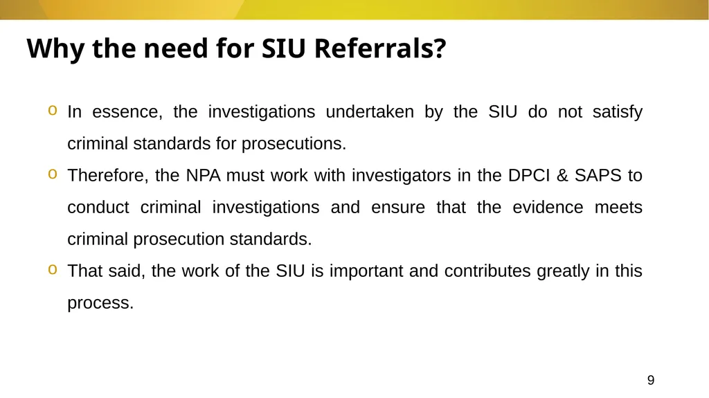 20 November 2024 SIU REFERRALS TO NPA PRESENTATION - slide 9 of 60