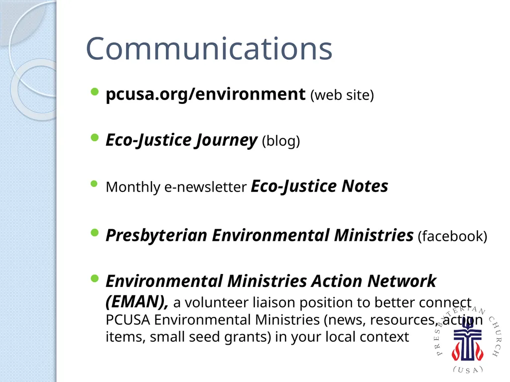 PC(USA) Environmental Ministries - slide 3 of 34