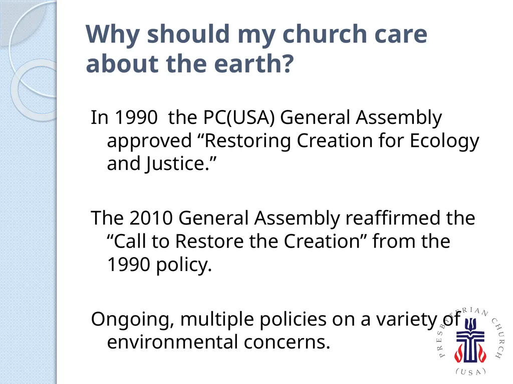 PC(USA) Environmental Ministries - slide 8 of 34