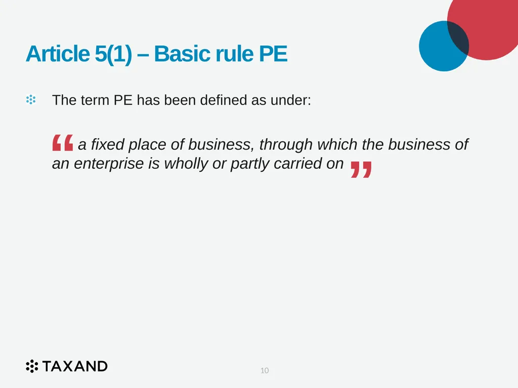 The Permanent Establishment Concept Taxand Asia - slide 10 of 68