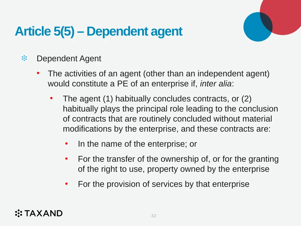 The Permanent Establishment Concept Taxand Asia - slide 42 of 68
