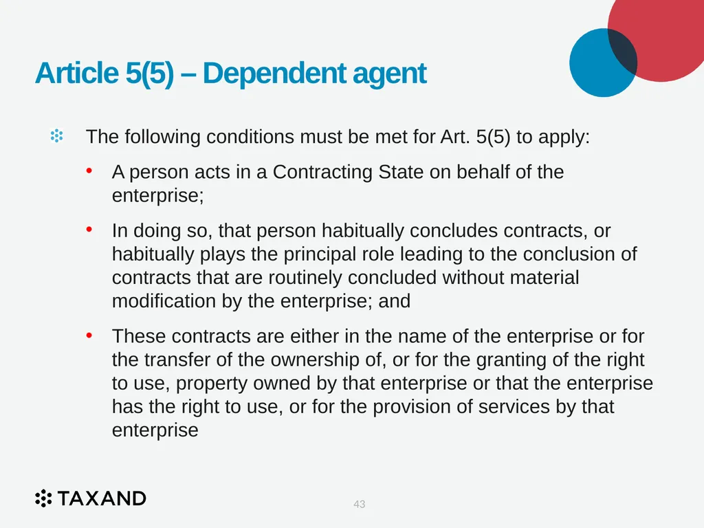 The Permanent Establishment Concept Taxand Asia - slide 43 of 68