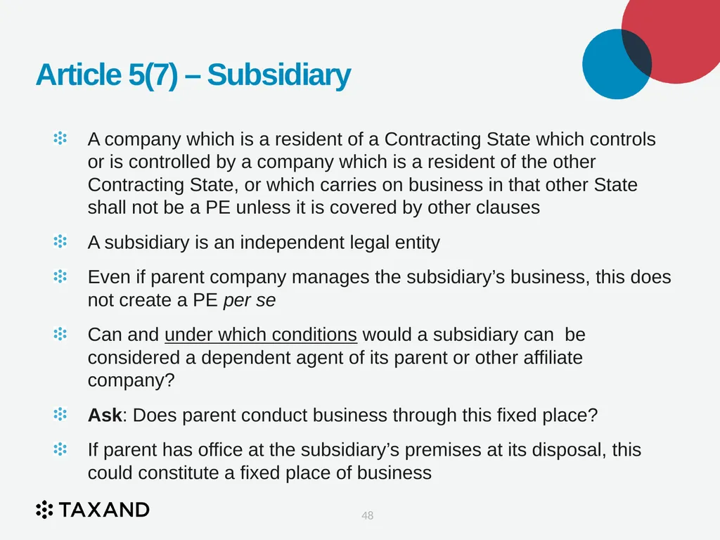 The Permanent Establishment Concept Taxand Asia - slide 48 of 68
