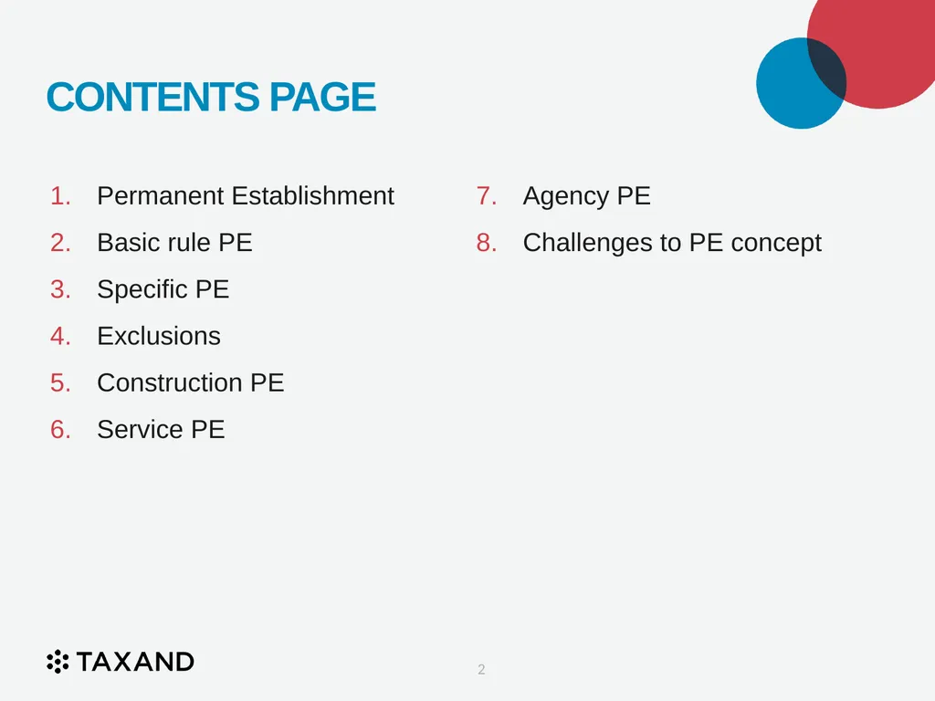 The Permanent Establishment Concept Taxand Asia - slide 2 of 68