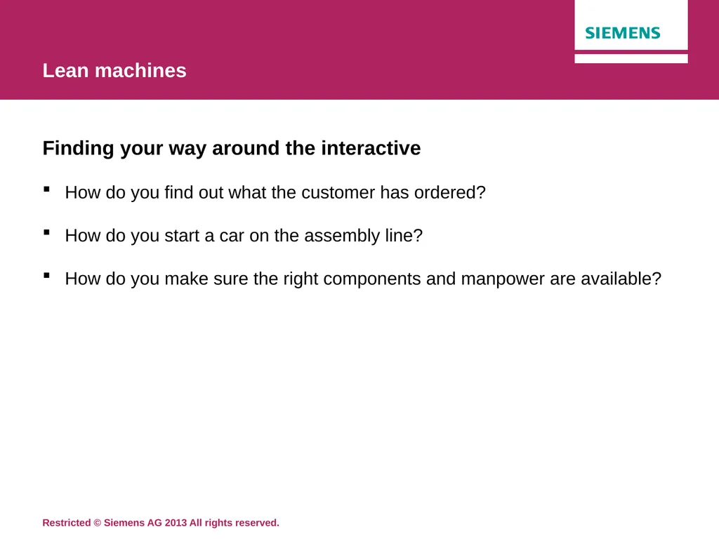 Topic 17: Lean machines Siemens Education Lean - slide 10 of 12