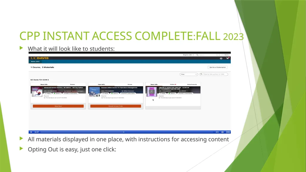 THE EVOLUTION OF CPP COURSE MATERIALS: INSTANT - slide 9 of 11