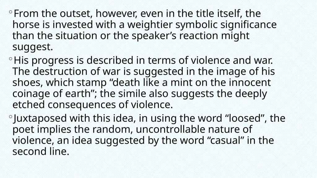 Eavan Boland – War Horse The violence in Northern - slide 5 of 12