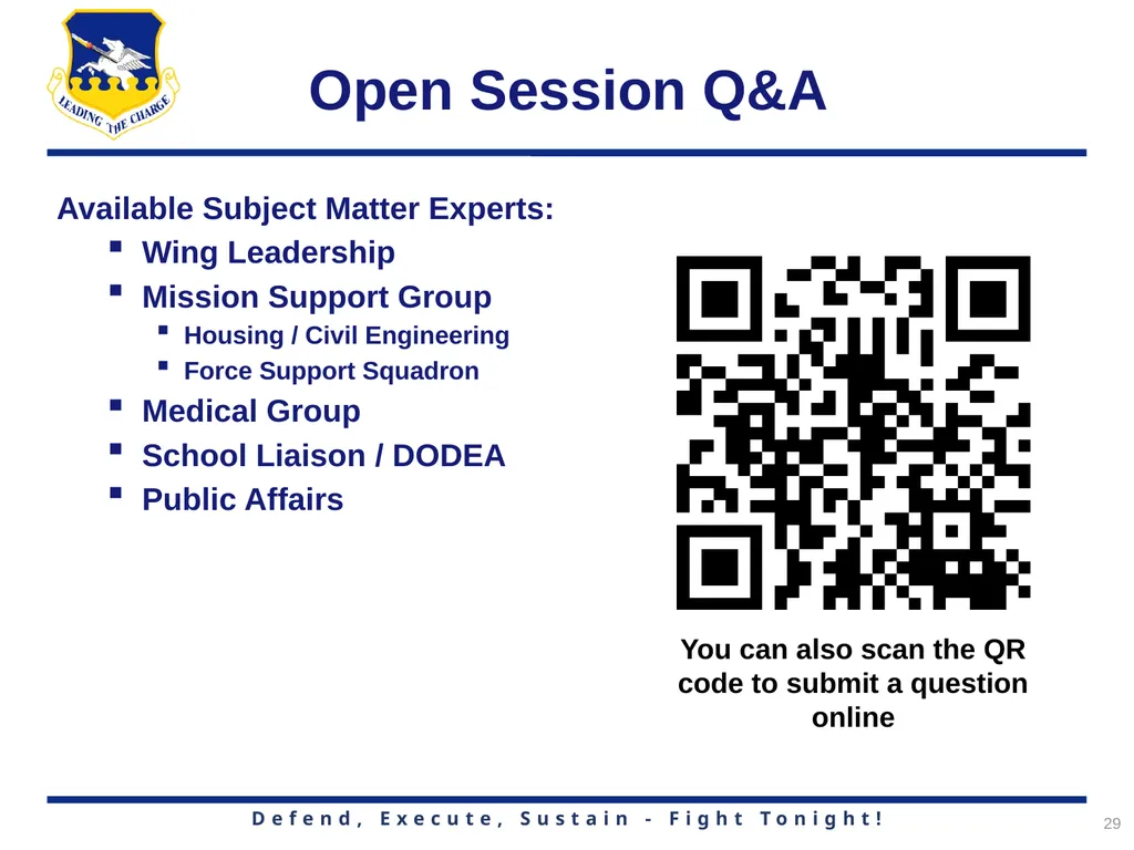 Q&A QR Code Scan the QR code to submit questions - slide 29 of 31