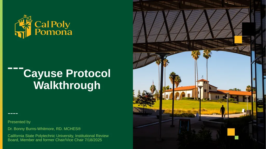--- Cayuse Protocol Walkthrough ---- Presented by - slide 1 of 19