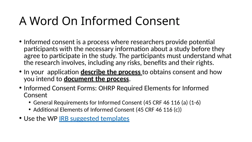 WELCOME IRB Basics for Students Kate Boschert - slide 15 of 27