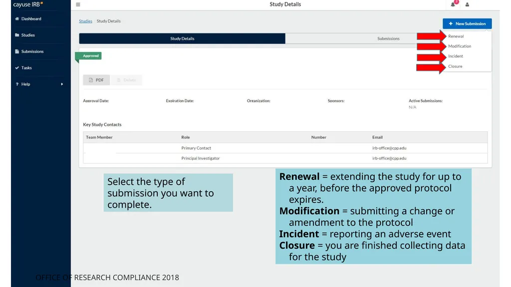 How to Submit Additional Study Submissions - slide 6 of 13