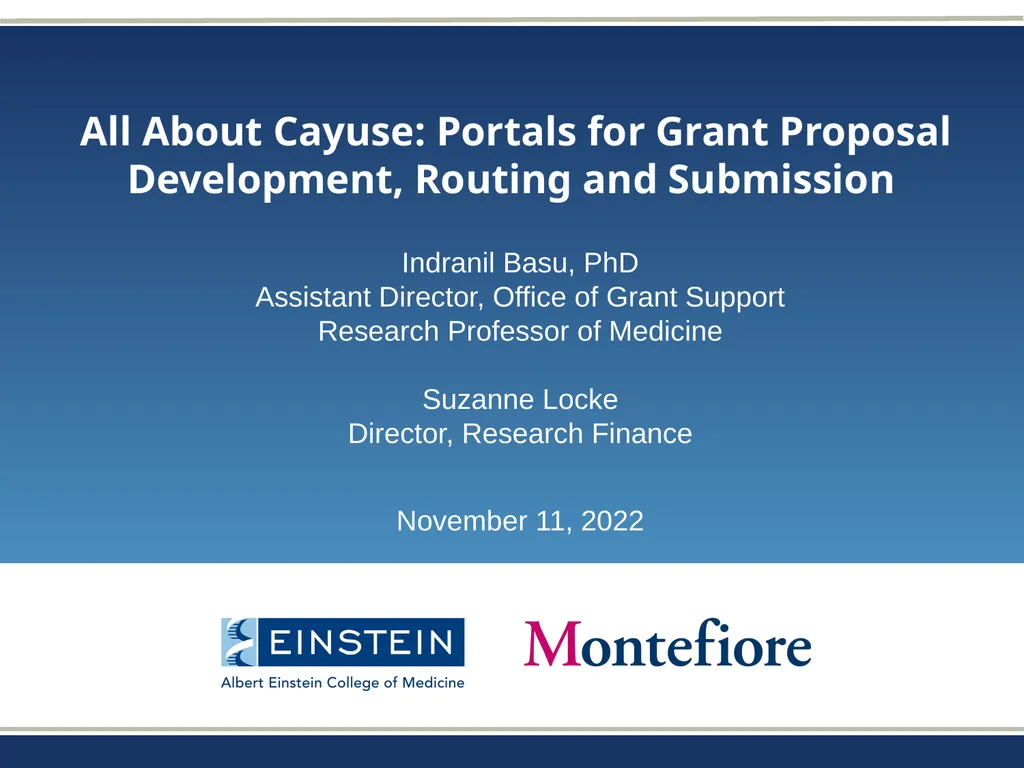 All About Cayuse: Portals for Grant Proposal - slide 1 of 39