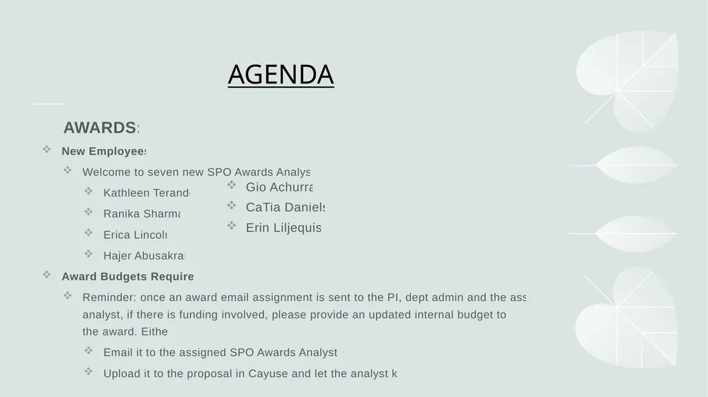 PROPOSAL & AWARD UPDATES _________________ - slide 3 of 5