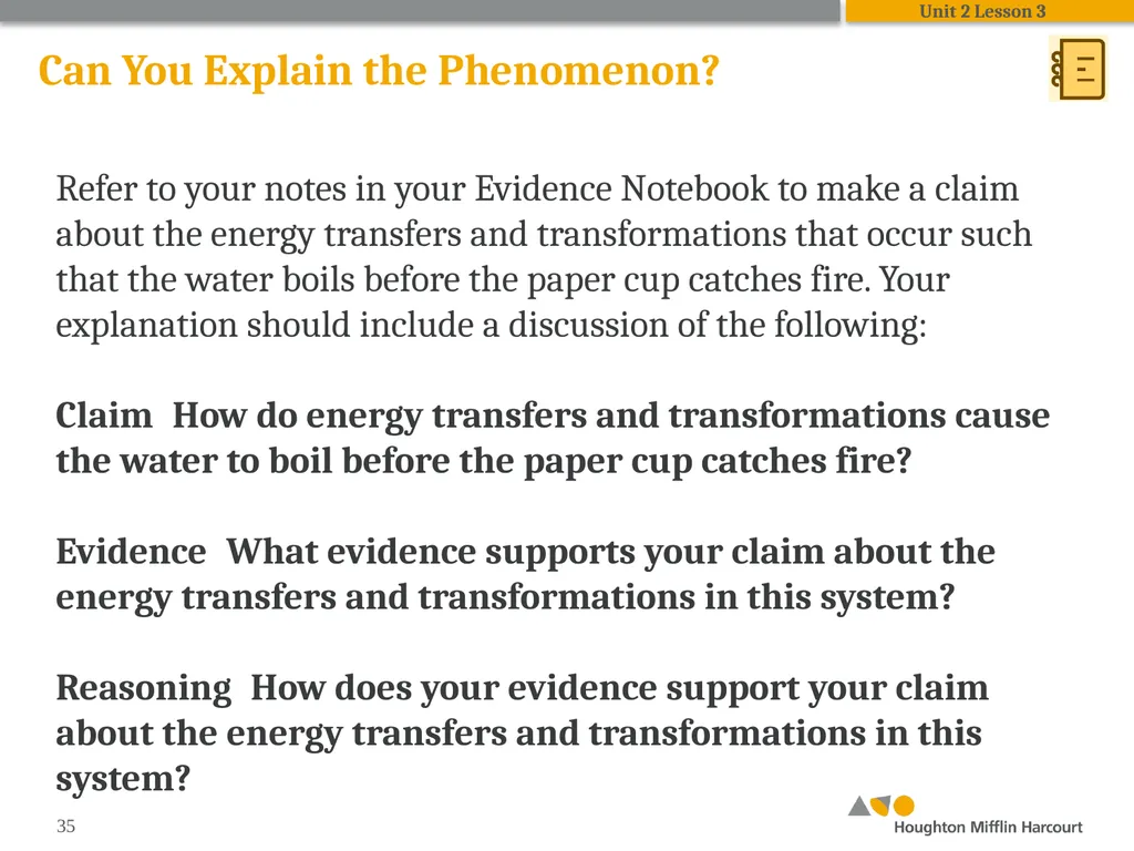 HMH Science Dimensions Physics Unit 2: Energy and - slide 35 of 36