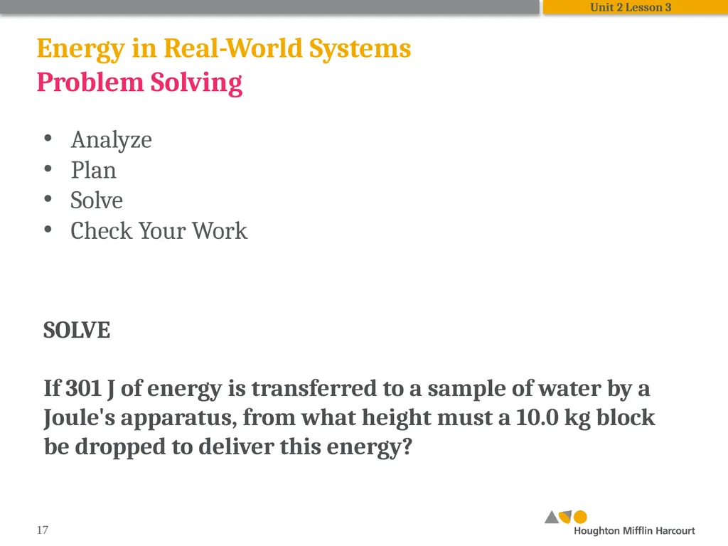 HMH Science Dimensions Physics Unit 2: Energy and - slide 17 of 36