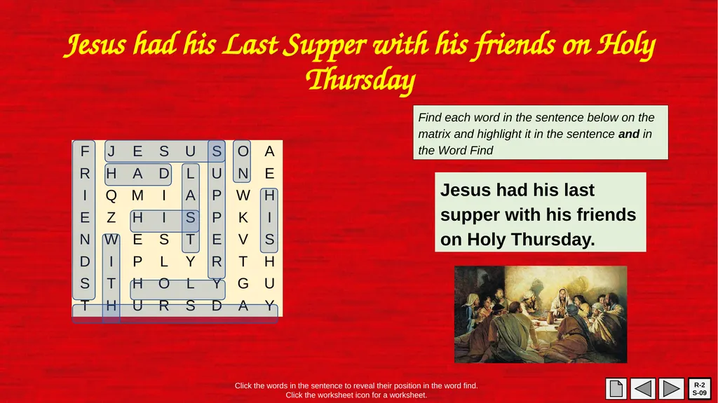 The Last Supper R-2 S-01 Learning Intentions The - slide 9 of 11