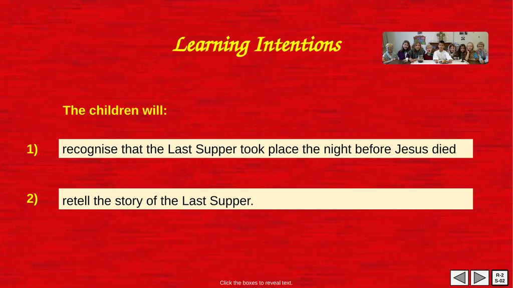 The Last Supper R-2 S-01 Learning Intentions The - slide 2 of 11