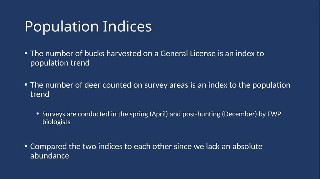 Mule Deer Population Estimates Presented to the - slide 4 of 27