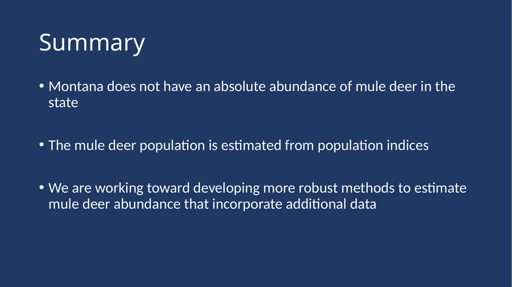 Mule Deer Population Estimates Presented to the - slide 27 of 27
