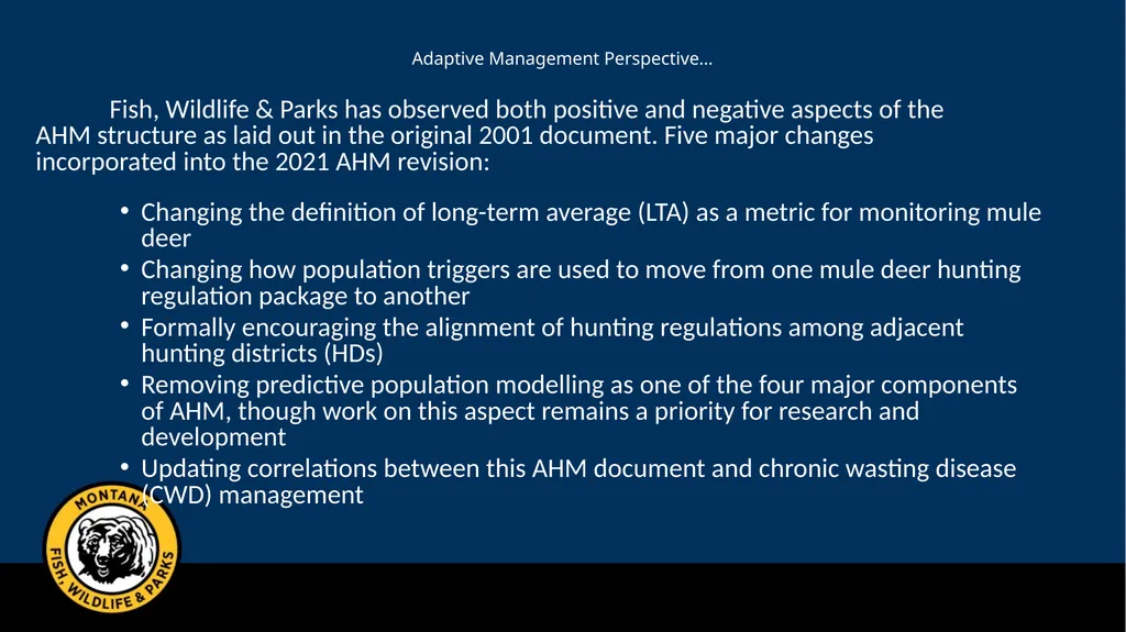 Mule Deer Adaptive Harvest Management Deer - slide 5 of 39