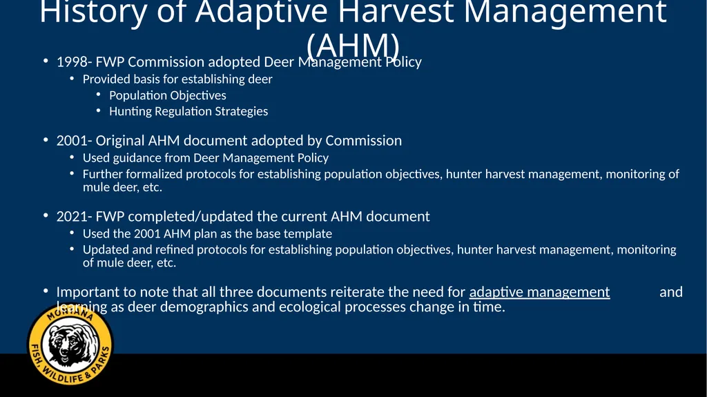 Mule Deer Adaptive Harvest Management Deer - slide 3 of 39