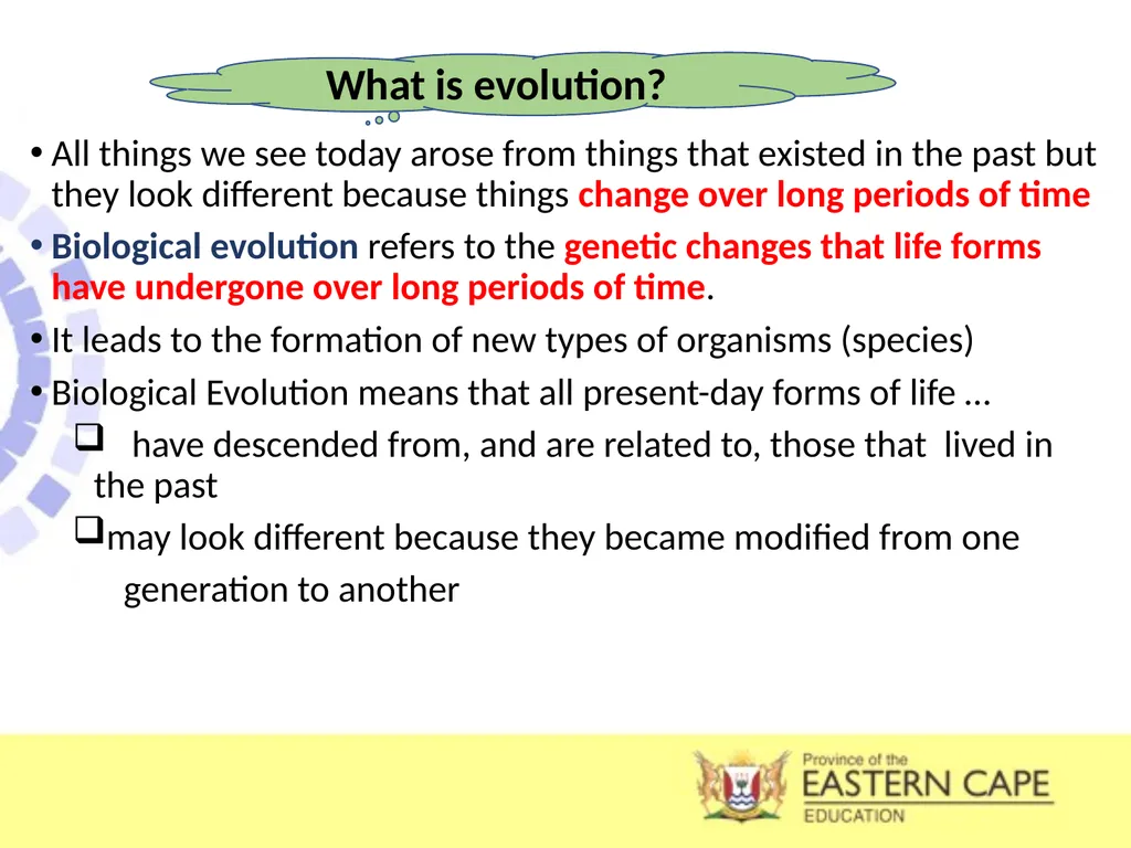 INTRODUCTION TO EVOLUTION, EVIDENCE OF EVOLUTION & - slide 4 of 24