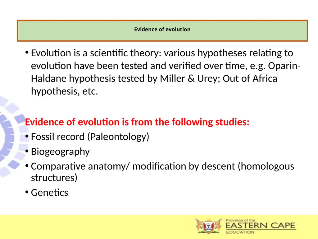 INTRODUCTION TO EVOLUTION, EVIDENCE OF EVOLUTION & - slide 7 of 24