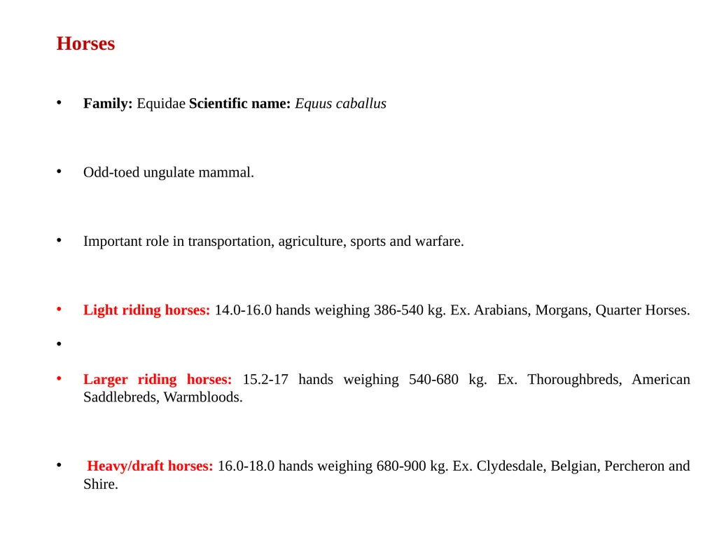 General information of Horse and its Management - slide 11 of 15