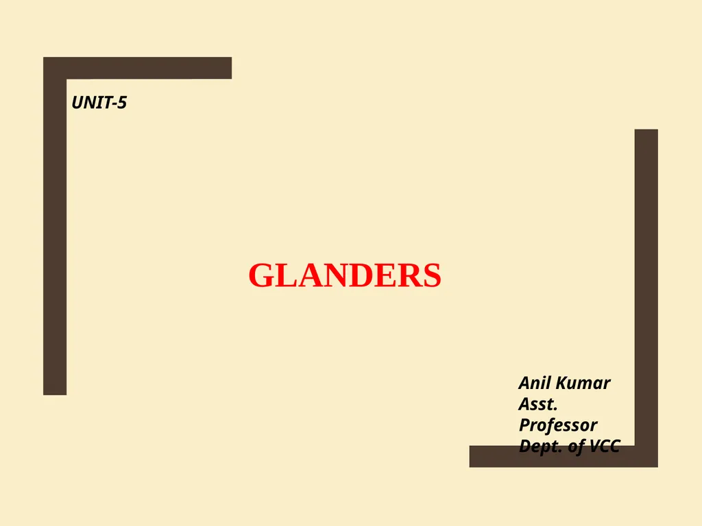 GLANDERS Anil Kumar Asst. Professor Dept. of VCC - slide 1 of 11