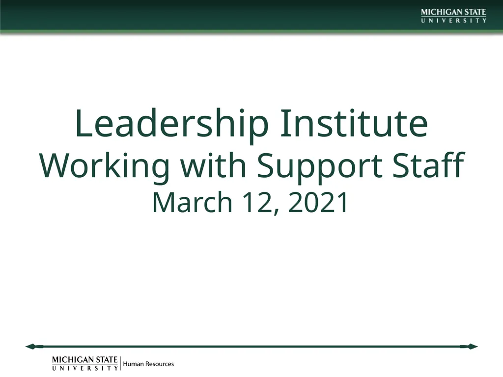 Leadership Institute Working with Support Staff