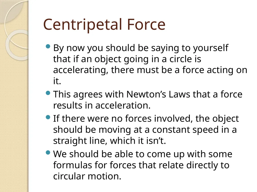 Centripetal Acceleration and Centripetal Force - slide 10 of 16