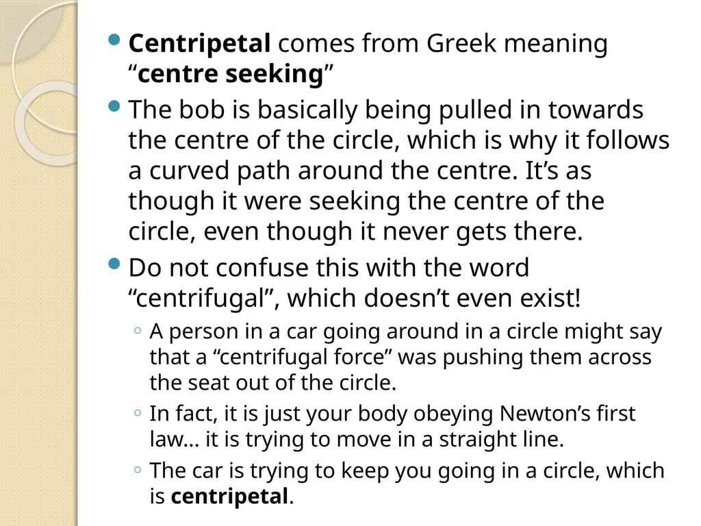 Centripetal Acceleration and Centripetal Force - slide 9 of 16