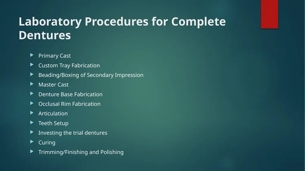Laboratory Procedures for Complete Dentures - slide 2 of 24