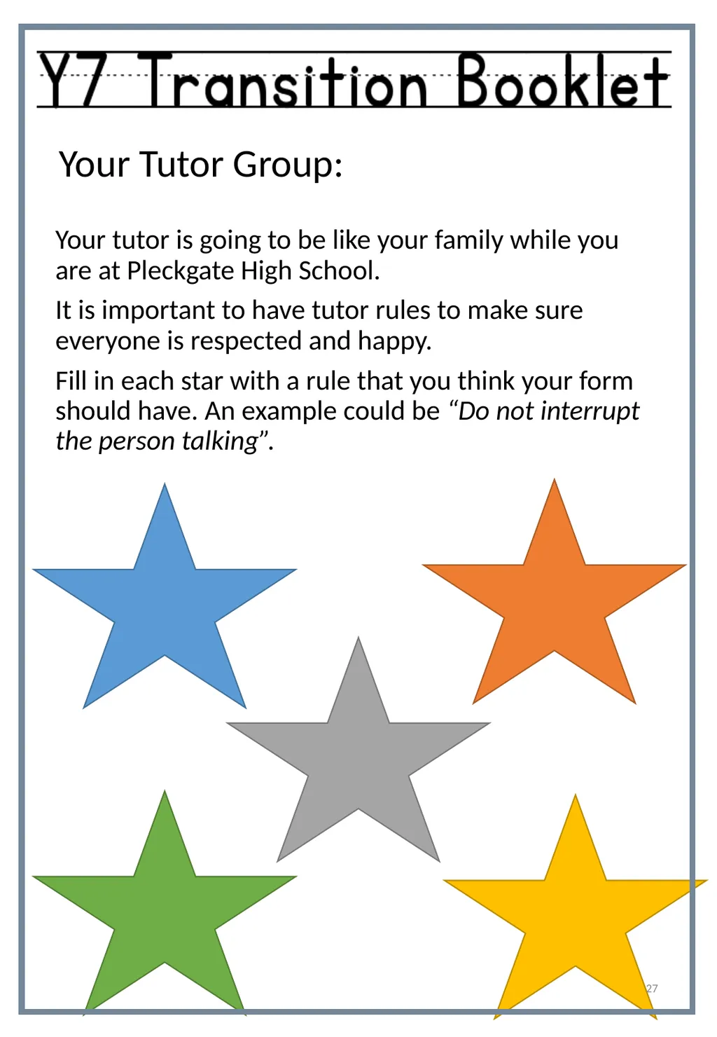 Primary Secondary Pleckgate High School Name: Form - slide 27 of 30